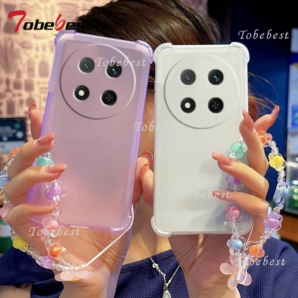 Funda de pulsera de flores a prueba de golpes con Airbag para OPPO FIND X8 X8S PRO Plus X7 Ultra 5G, funda de silicona transparente - imagen 2