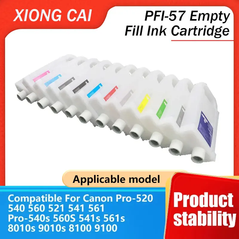 PFI-57 PFI57 cartucho de tinta de relleno vacío adecuado para Canon PRO-520 521 540S 541 560S 561S 8010S 9010S 8100 9100 Plotter sin Chip