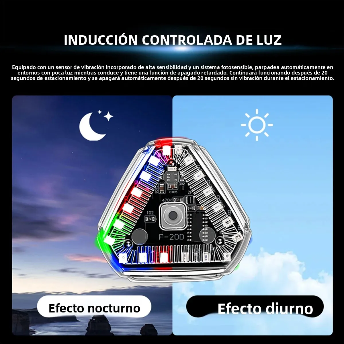 Luz LED para parachoques trasero de coche con energía Solar, luz de advertencia antitrasera intermitente roja y azul de alto brillo para seguridad del vehículo, 1/2 Uds. - imagen 3