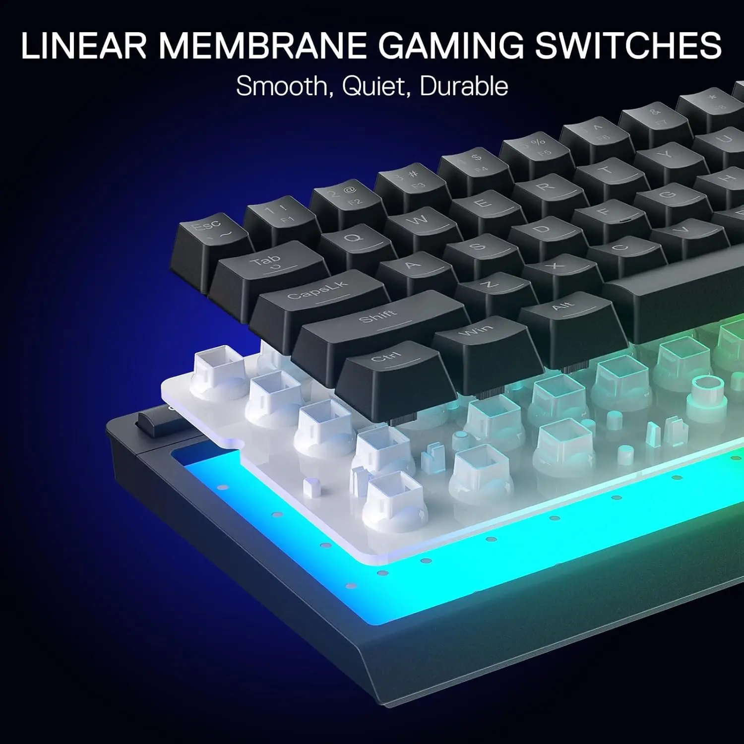 Redragon K522 Teclado para juegos de membrana RGB con cable al 60%, interruptor de sensación mecánica lineal compacto de 61 teclas - imagen 4