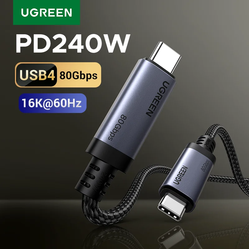 [80Gbps USB4] UGREEN Cable USB C a USB C 240W PD 3.1 Carga rápida 16K @ 60Hz para monitores USB C MacBook iPad Pro iPhone 17/16/15