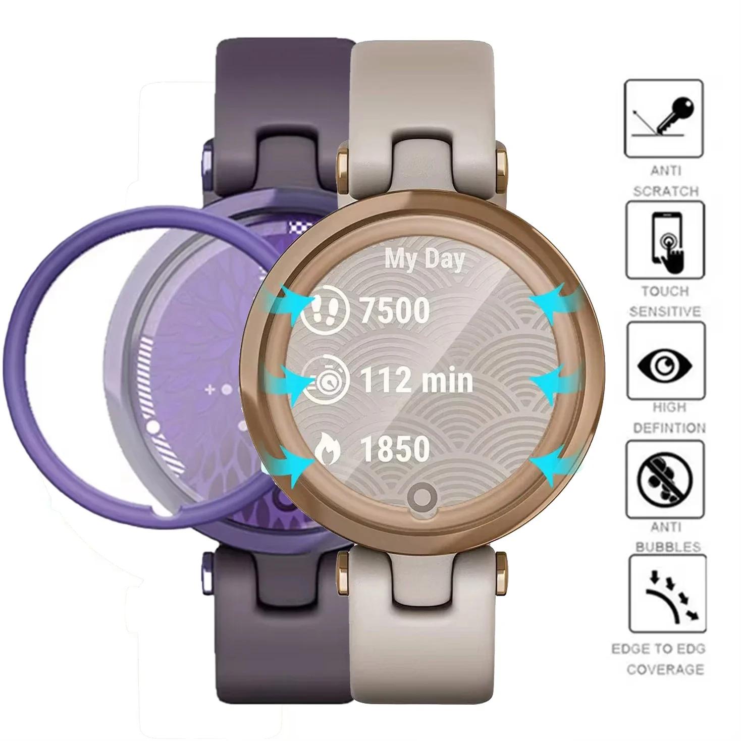 Protector de pantalla para reloj Garmin Lily, película protectora suave para reloj inteligente Garmin Lily, película protectora antiarañazos de TPU, 1-3 uds. - imagen 3