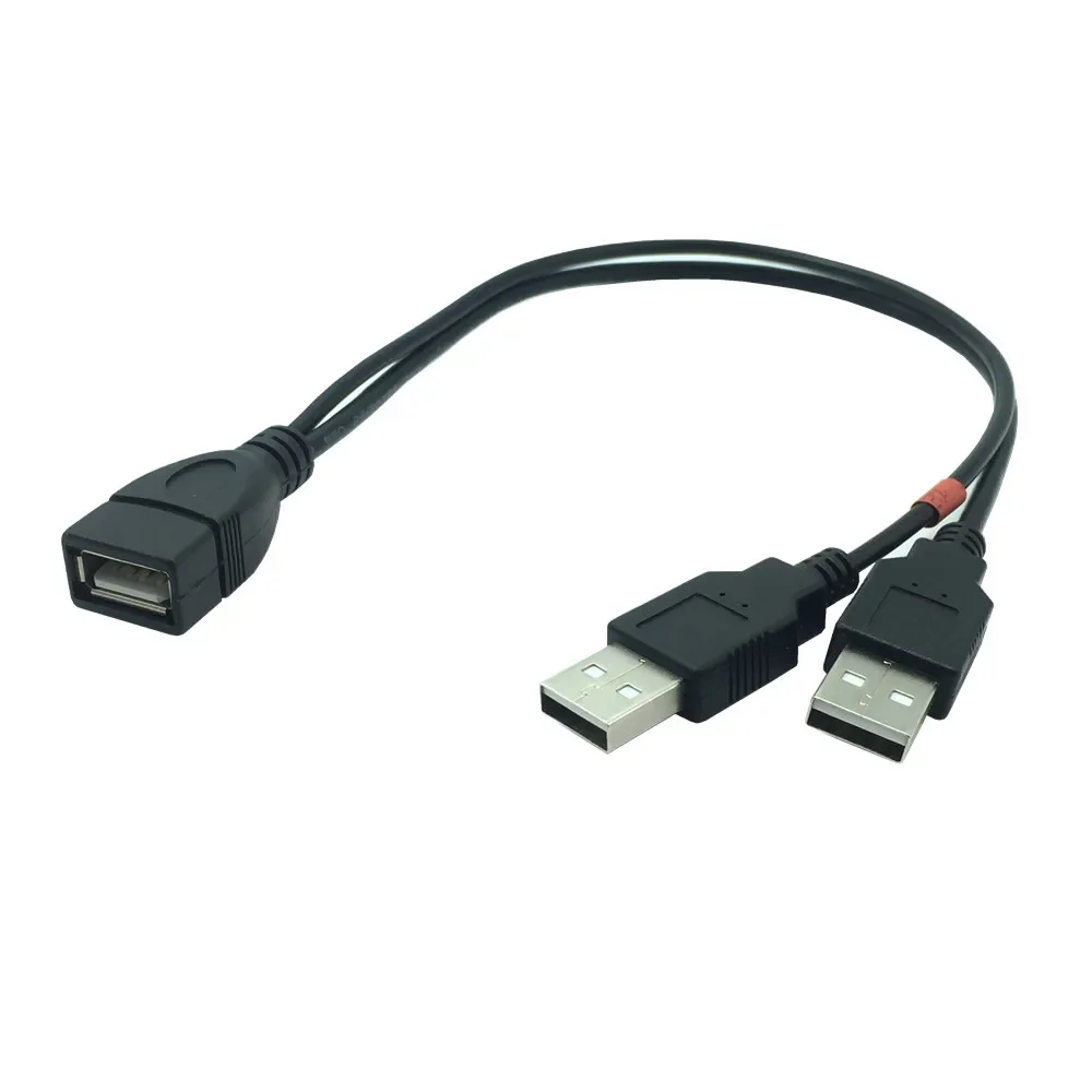 Cable USB 2.0 Doble USB macho a hembra a USB 2 Cable de extensión de alimentación macho Cable de carga tipo Y 0,3 m - imagen 2