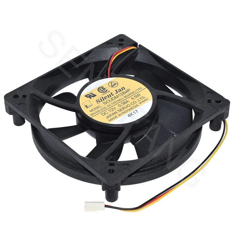 SCUDM12B4P ventilador de 12CM, 12V, 0.38A, 4,5 W, 3 líneas, 120x120x25MM, refrigeración cuadrada, nuevo