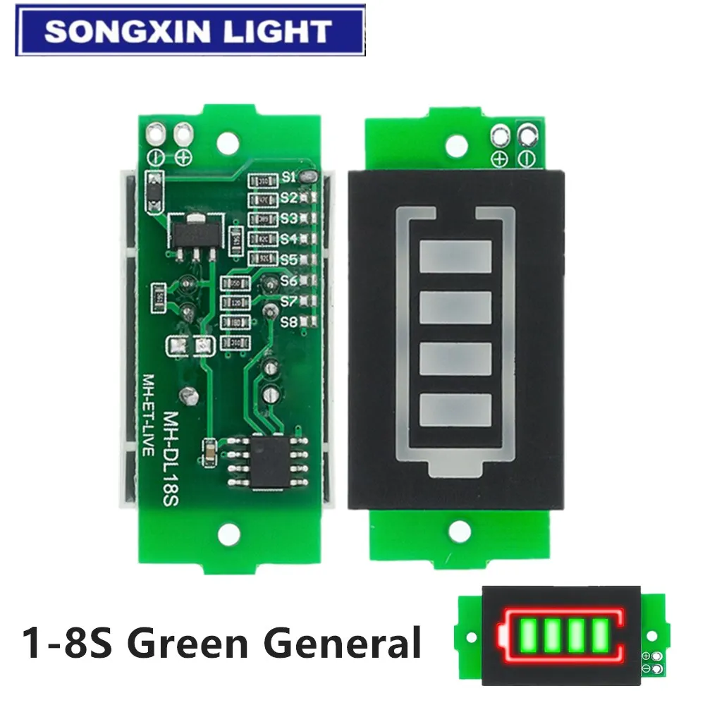 Módulo indicador de capacidad de batería de litio 1S-8S 1S/2S/3S/4S 1-8S único 3,7 V pantalla de 4,2 V probador de energía de vehículo eléctrico Li-ion - imagen 3