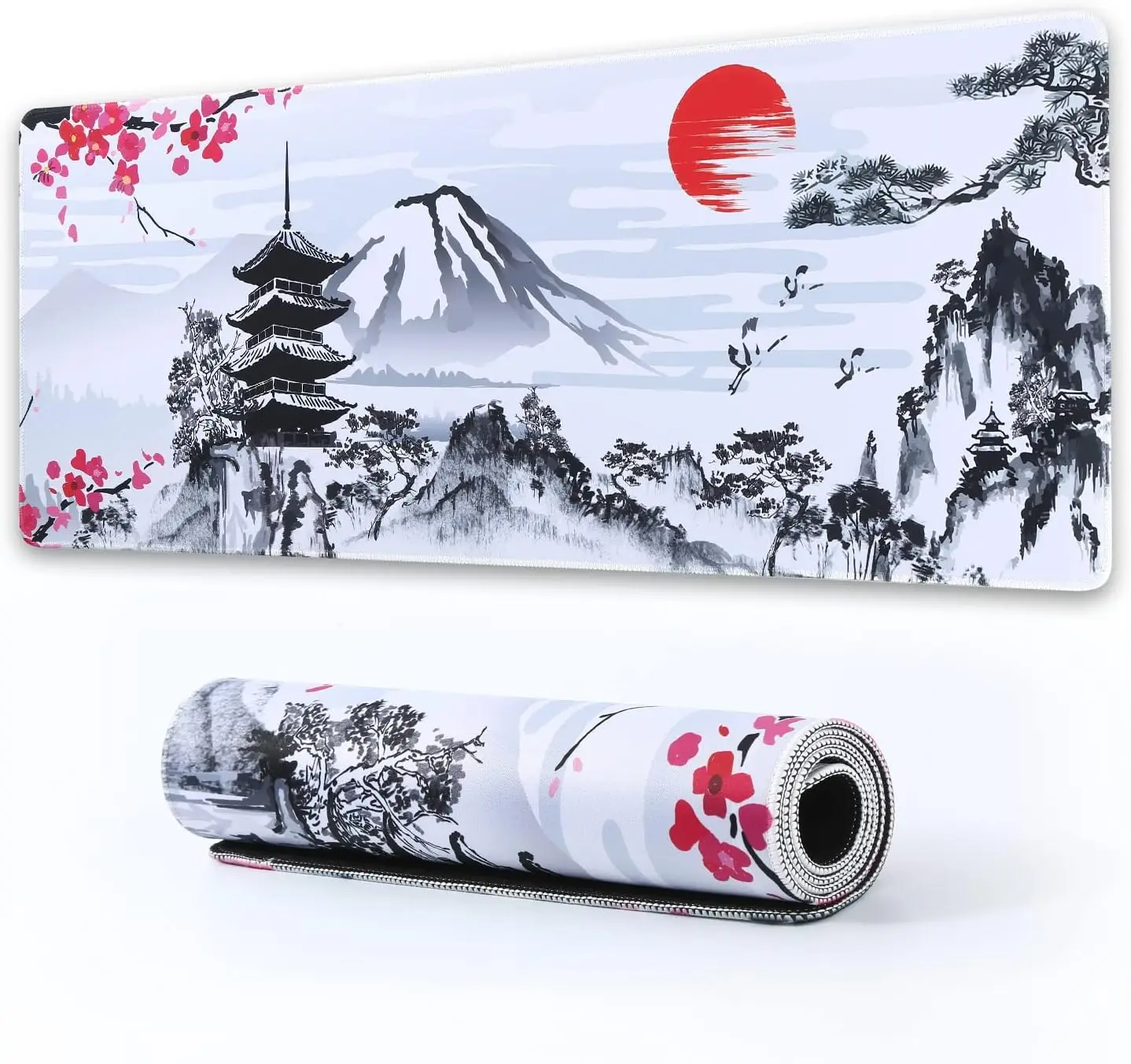 Alfombrilla de ratón grande con flor de cerezo japonesa, alfombrilla de escritorio, teclado de goma, alfombrilla de ratón para juegos, alfombrilla de escritorio para ordenador, portátil, juegos, oficina y hogar