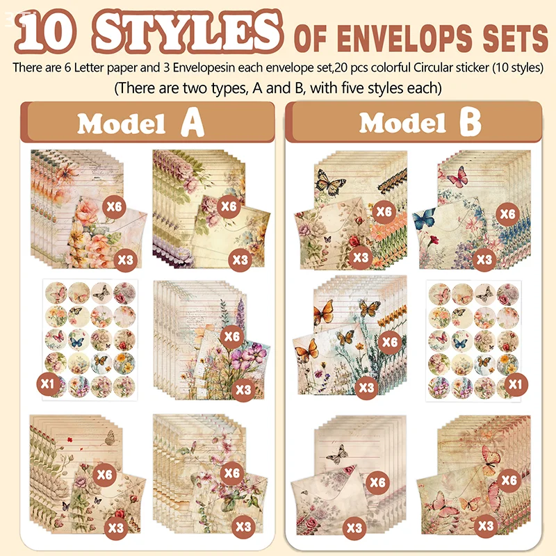 Precioso paquete estacionario de acuarela: juego de 30 sobres de papel y 15 unidades. - imagen 4