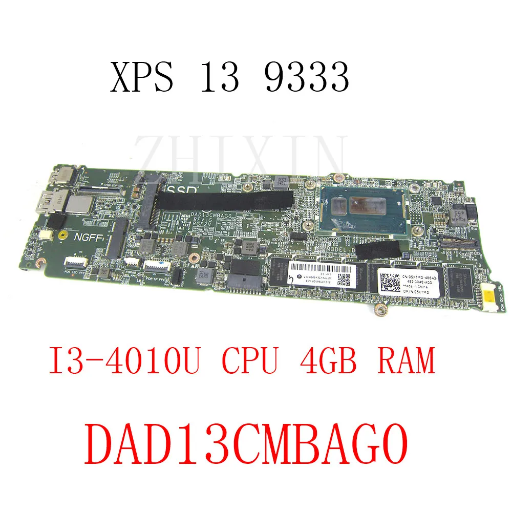 Yourui para Dell XPS 13 9333 placa base de computadora portátil SR16Q I3-4010U CPU 4GB CN-03RR0X 03RR0X 3RR0X DAD13CMBAG0 placa base