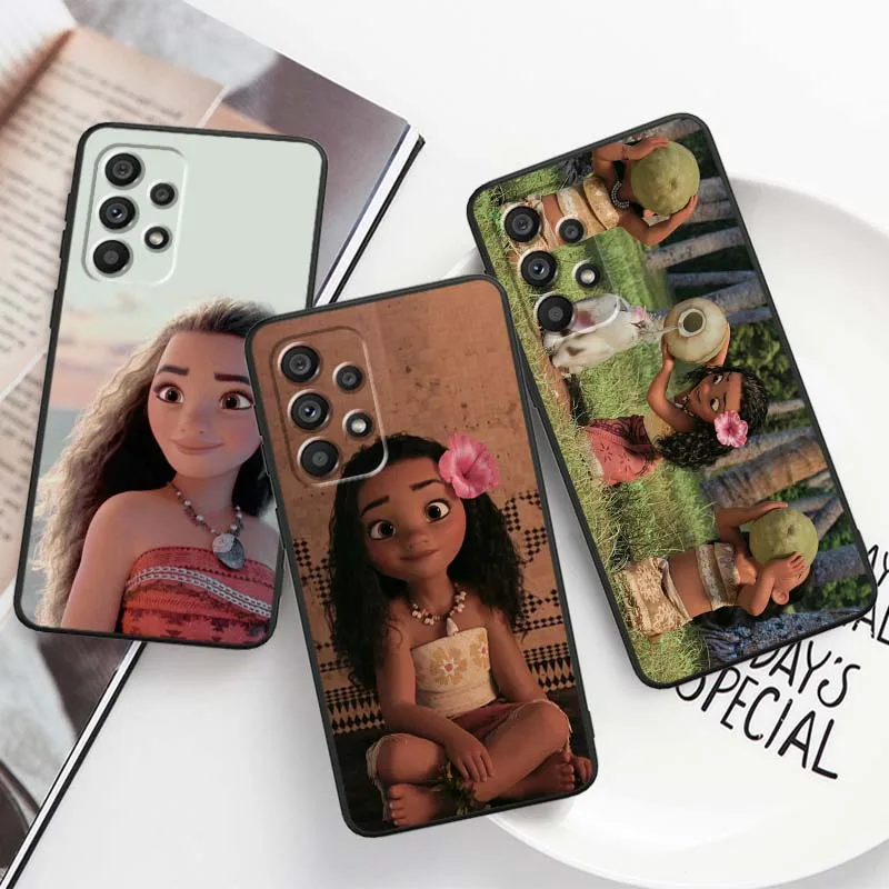 Disney Moana Ocean lindo para Samsung A73 A72 A71 A55 A54 A53 A52 A51 A13 A22 A16 A15 A05s A14 A05 A06 5G funda de teléfono negra - imagen 3