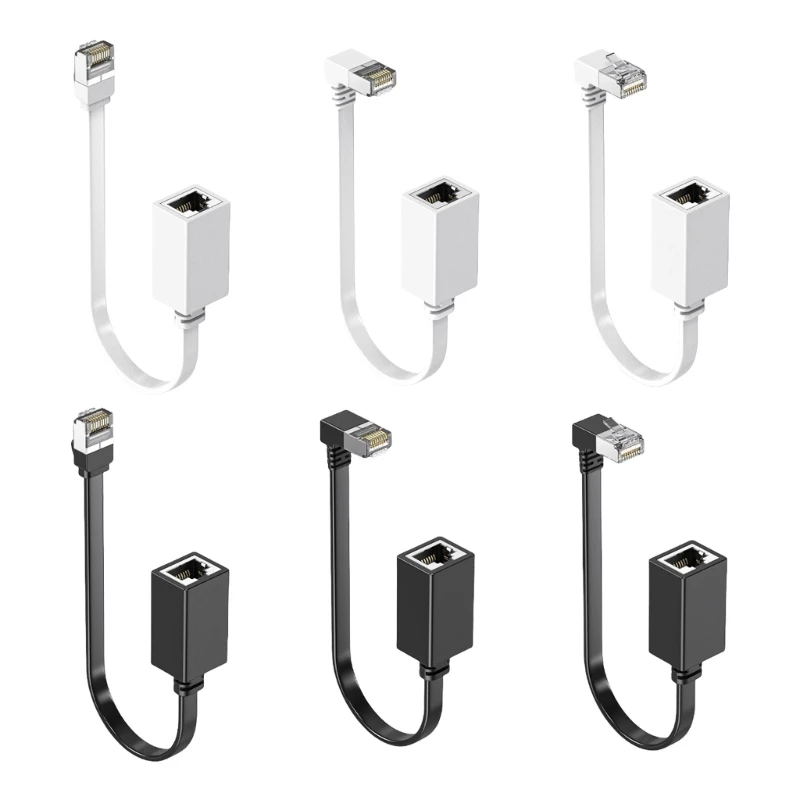 Cable de extensión Ethernet Cat7 10G RJ45 Cat7 macho a hembra adaptador extensor Ethernet Rj45 de 90 grados para PC portátil Cable Ethernet - imagen 2