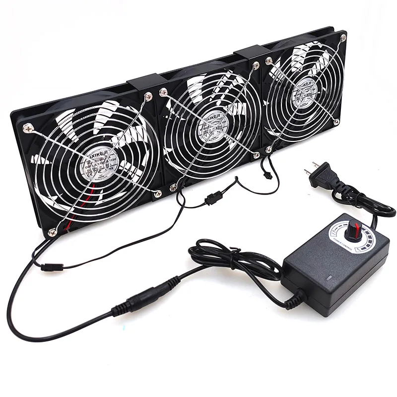 Juego de 3 ventiladores de 360x120x25mm, 12V, sistema de refrigeración con adaptador, 2700RPM, 0.3A - imagen 2