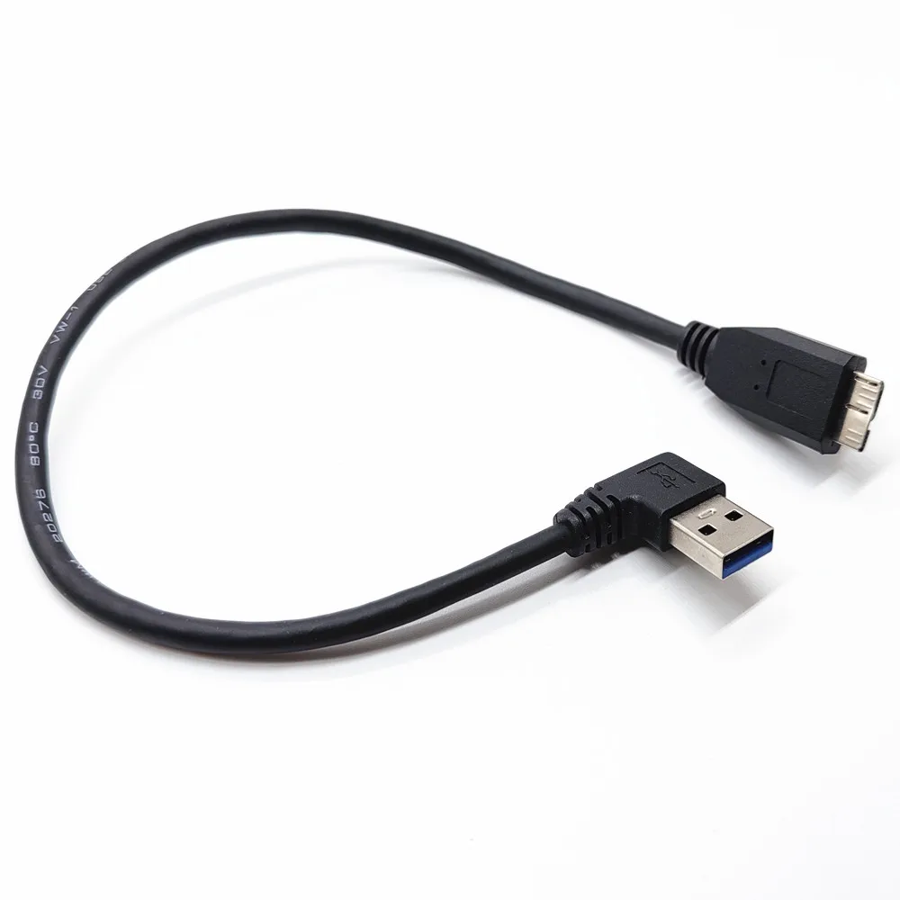 USB 3,0 tipo A ángulo recto de 90 grados a CABLE MICRO B para Samsung S5 Note3 Toshiba WD Seagate HDD Cables de datos