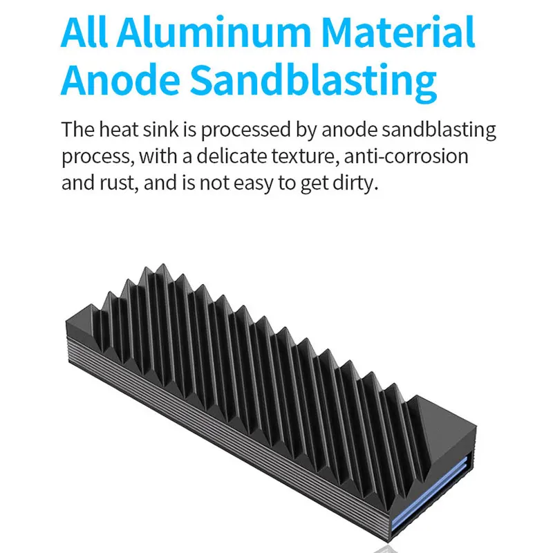 Disipador de calor TEUCER M.2 SSD NVMe M2 2280, junta de disipador de calor de aluminio para disco duro de estado sólido con almohadilla térmica de silicona, accesorios para PC - imagen 2