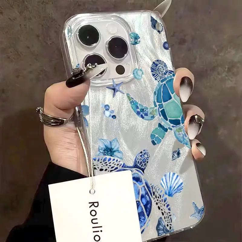 Funda de tortuga marina para iPhone 12 13 Mini 11 14 15 16 Pro Max SE XR 7 8 Plus, carcasa protectora de pantalla a prueba de golpes - imagen 4