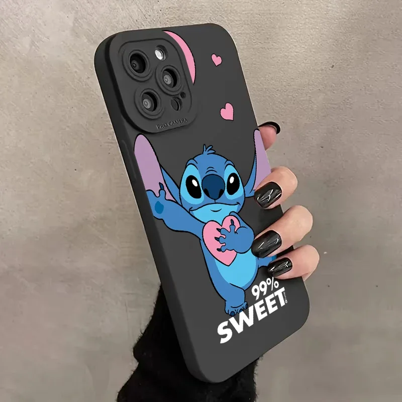 Funda de teléfono de dibujos animados felices coloridos de Disney Stitch para iPhone 15 16 14 13 12 11 Pro Max XR XS X 7 8 Plus MINI Y2K bonita funda Kawaii - imagen 4
