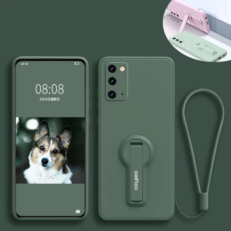 Funda de teléfono de silicona líquida para Samsung Galaxy Note 9 10 20 Plus Ultra Note9 Note20 funda con soporte Protector de pantalla