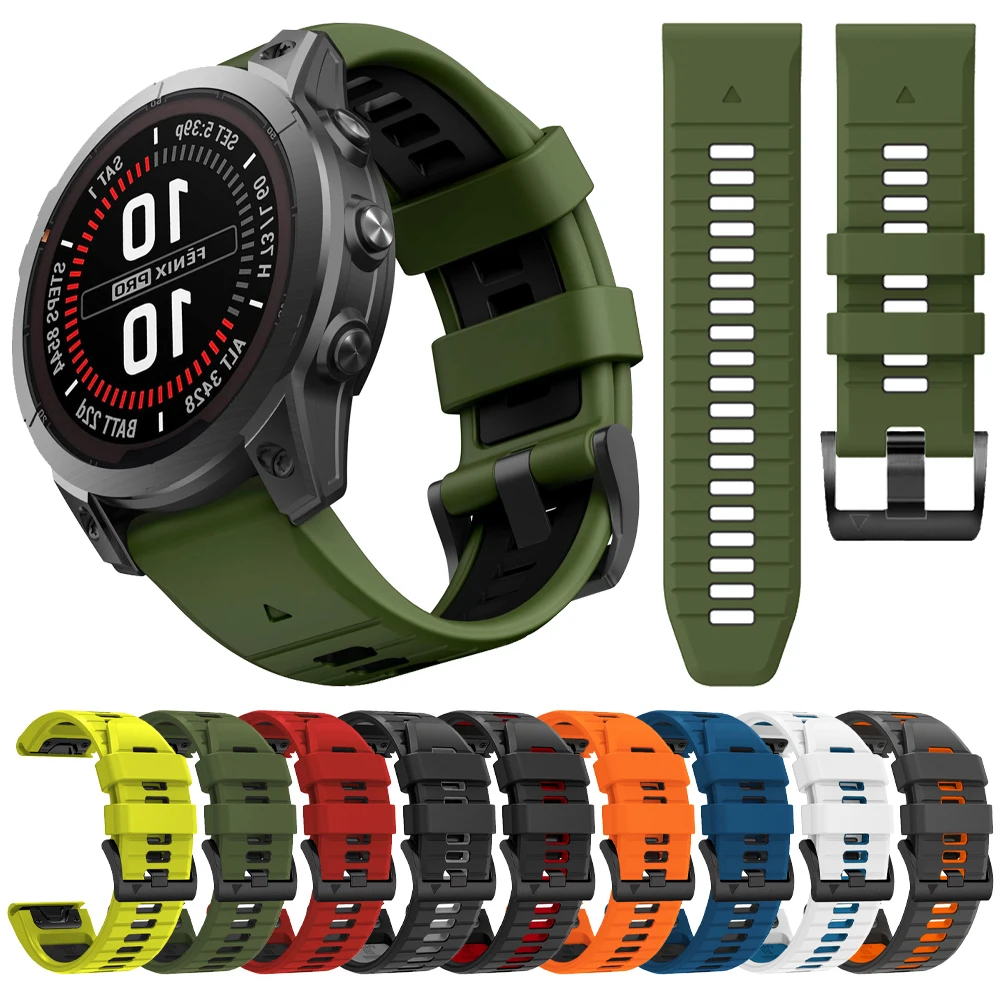 Correa de silicona QuickFit de 22mm y 26mm para Garmin Fenix 8 E 7 7X Pro 6 6X 5 5X/Epix Gen 2/Tactix8/Instinct 3 2X/965 955 945