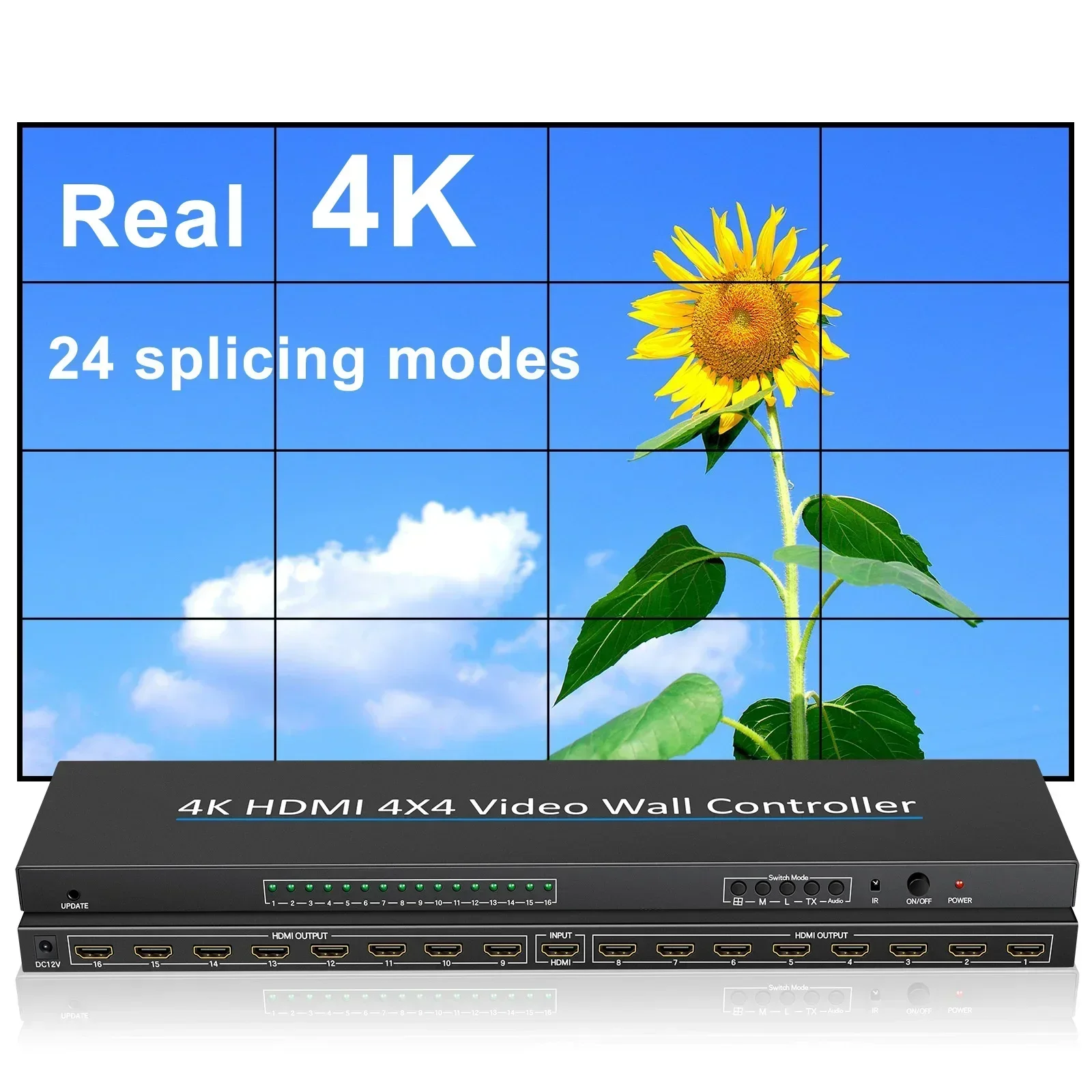 Controlador de pared de vídeo HDMI 4K, de TV empalmador 2x2, 3x3, 2x4, 2x5, 2x6, 1x16 procesador Multi pantallas 3 1x4 - imagen 2