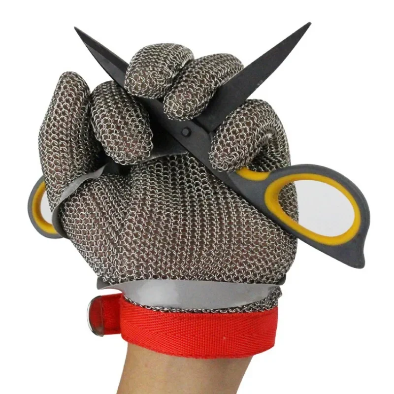 Guantes de trabajo anticorte de 5 niveles, guantes de seguridad de alambre de acero inoxidable, guantes de trabajo resistentes a puñaladas, corte de Metal - imagen 4