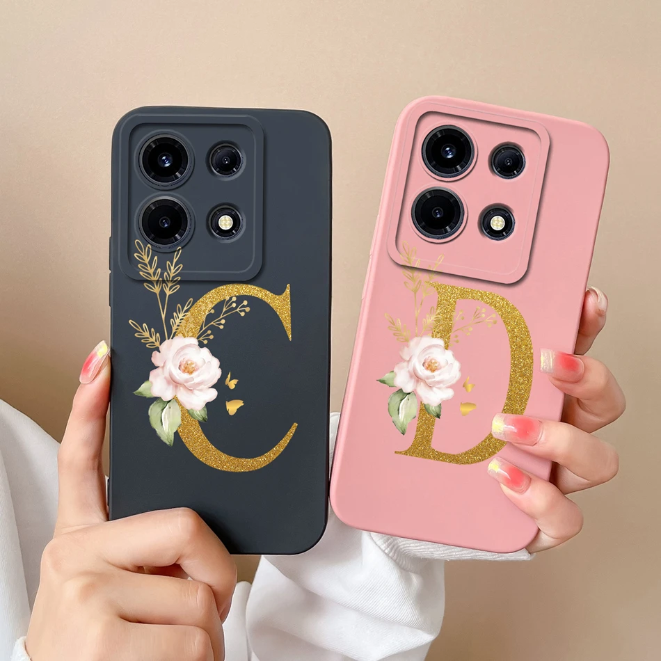Funda de teléfono para Infinix Note 30 Pro 30Vip 30i, cubierta protectora de lente de silicona líquida con letras elegantes para Infinix Note 30 30Vip 30Pro