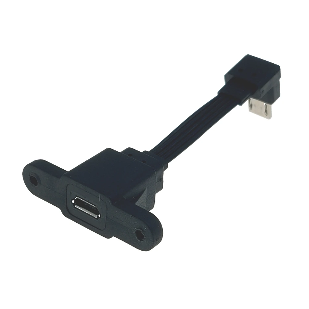 90 degrees left and right angle micro usb port male to female locking plug micro usb panel installation expansion cable, with sc