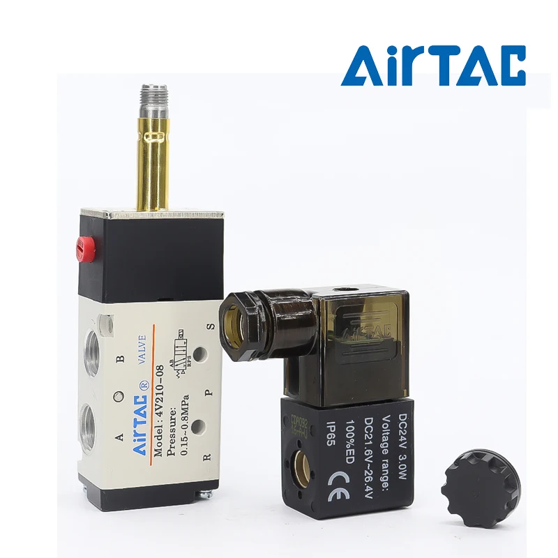 4v210-08 válvula solenoide eléctrica neumática Original marca AirTAC válvula magnética de aire de Control direccional DC 12V 24V 220V 4v210 - imagen 3