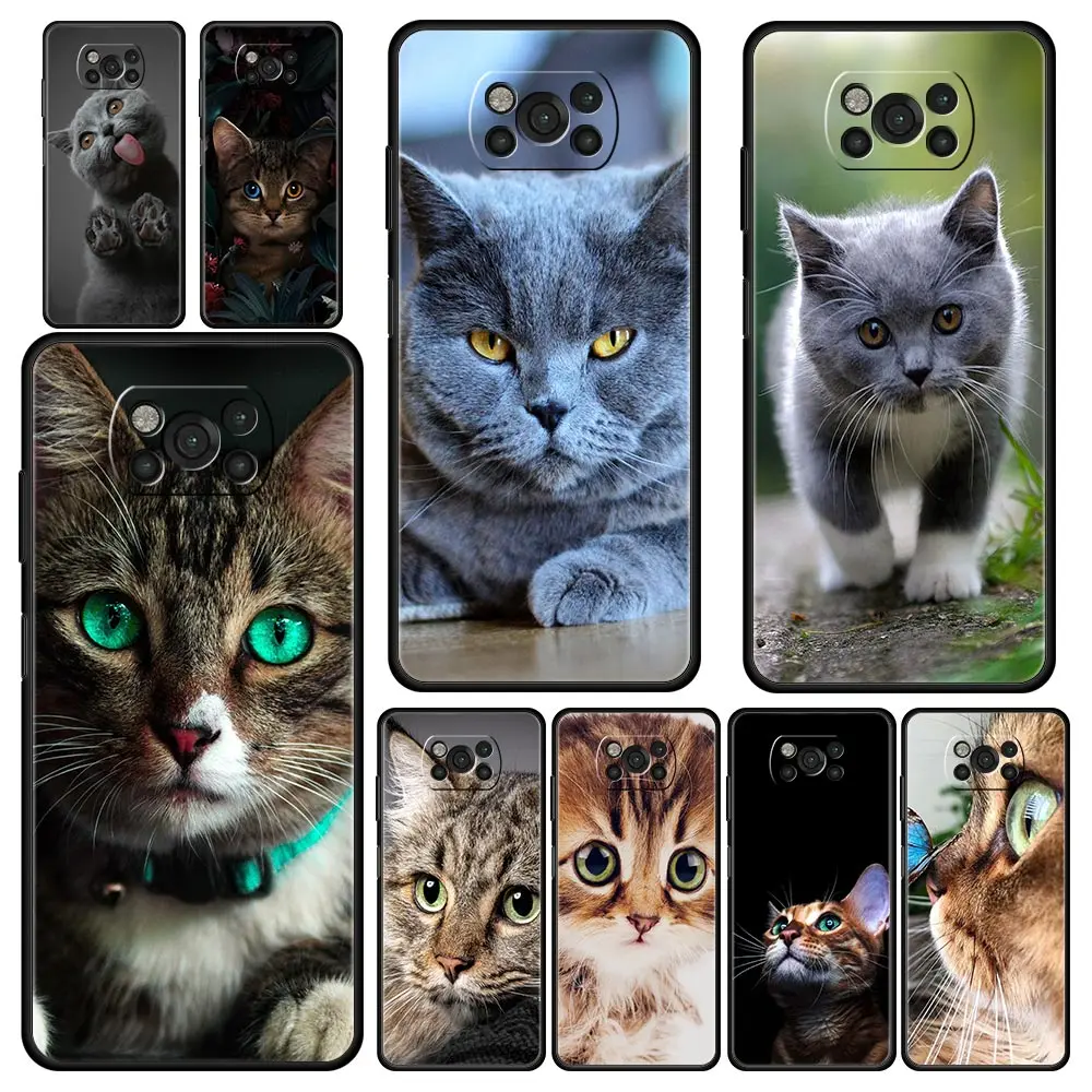 Funda de teléfono con fondo de gatos bonitos de dibujos animados para Xiaomi Poco X3 NFC M3 F3 F4 M4 X4 Mi Note 12T 12 Pro 10 11 Lite 10T 5G 11T 9T