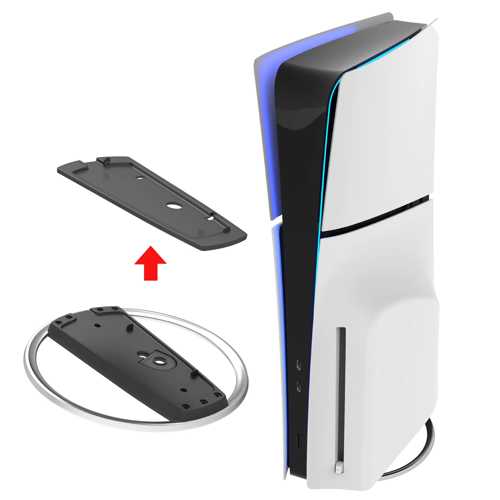 Soporte vertical de metal para disco de consola PS5 Slim y digital con tornillo, soporte de base de repuesto para consola Playstation 5 Slim - imagen 4