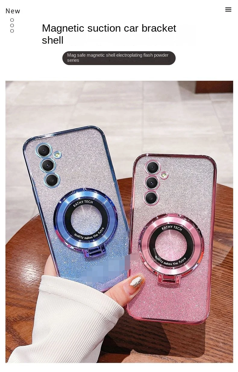 Funda trasera para Samsung Galaxy A55, A35, A25, carcasa suave brillante con anillo, protección magnética, A05, A15, A05S - imagen 5