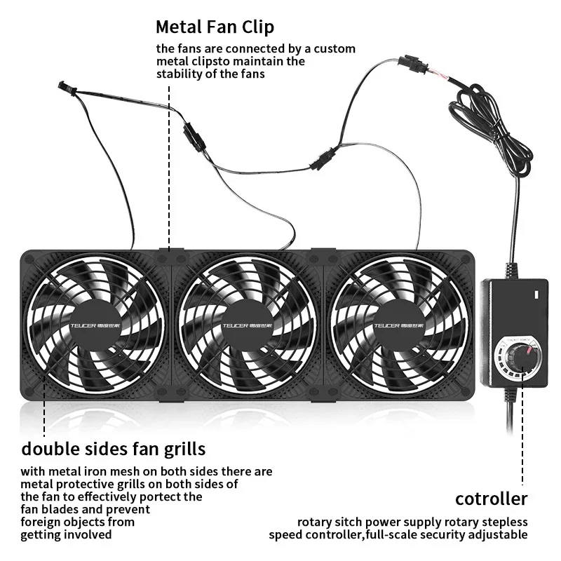 Ventilador TEUCER 120mm – 3000 RPM Alta Potencia Refrigeración - imagen 5