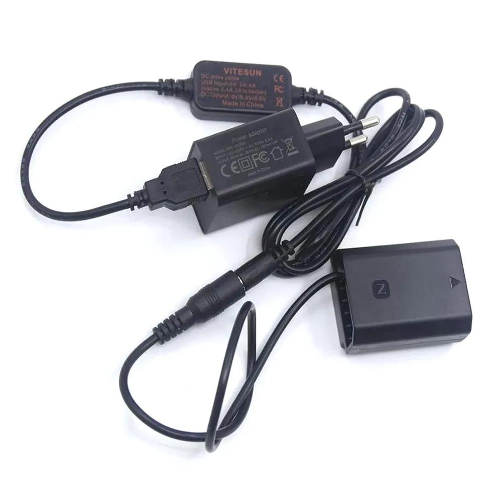 Cable de alimentación USB + acoplador FZ100 NP-FZ100 batería simulada + adaptador de cargador para Sony Alpha A9 A7RM3 A7RIII A6600 A7M3 ILCE-9 A7M4 A7IV - imagen 3