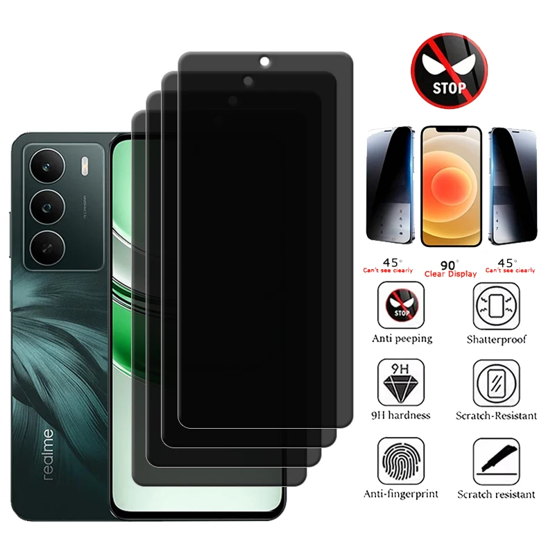 4/3/2/1 Uds para Realme C71 vidrio OPPO Realme C71 vidrio templado 9H Protector de pantalla antiespía de privacidad Realme C71 C 71