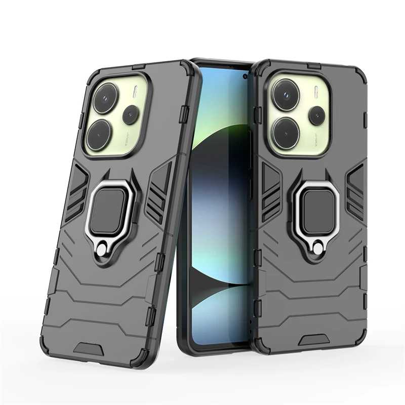 Para Xiaomi Redmi Note 14 funda Redmi Note 14 funda armadura silicona anillo de dedo soporte a prueba de golpes Protector de teléfono Redmi Note 14 funda