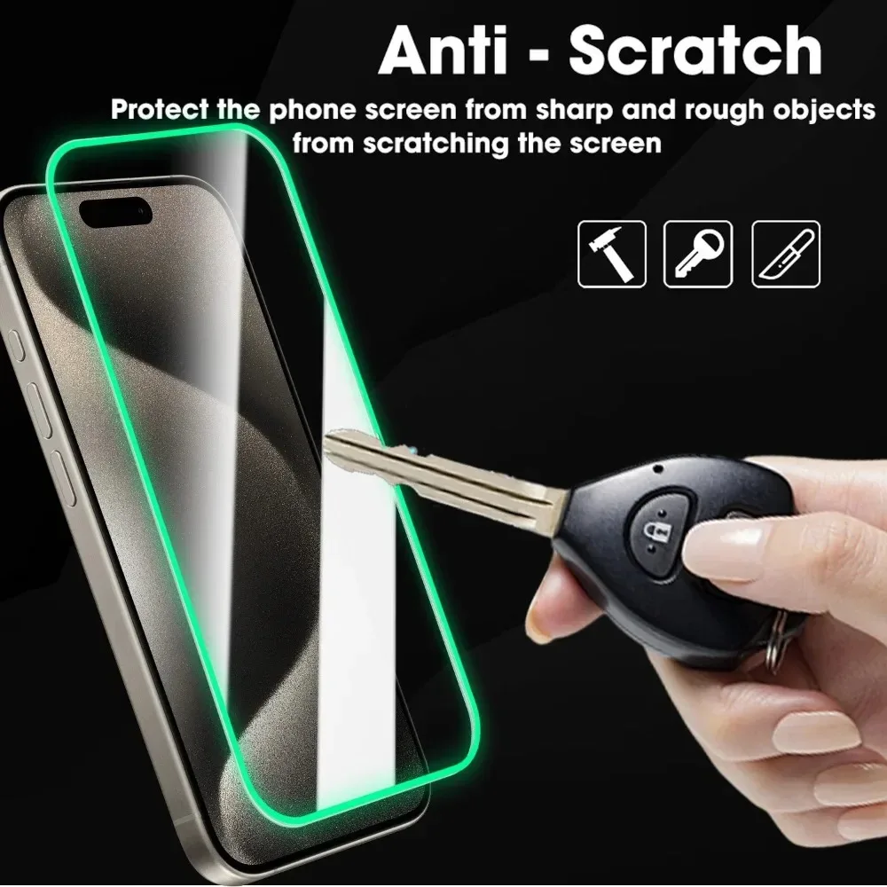 1-4 Uds. Vidrio templado luminoso fluorescente 3D para iPhone 17 Pro Max/17Pro/17 9H Premium Airbags Protector de pantalla películas brillantes - imagen 5