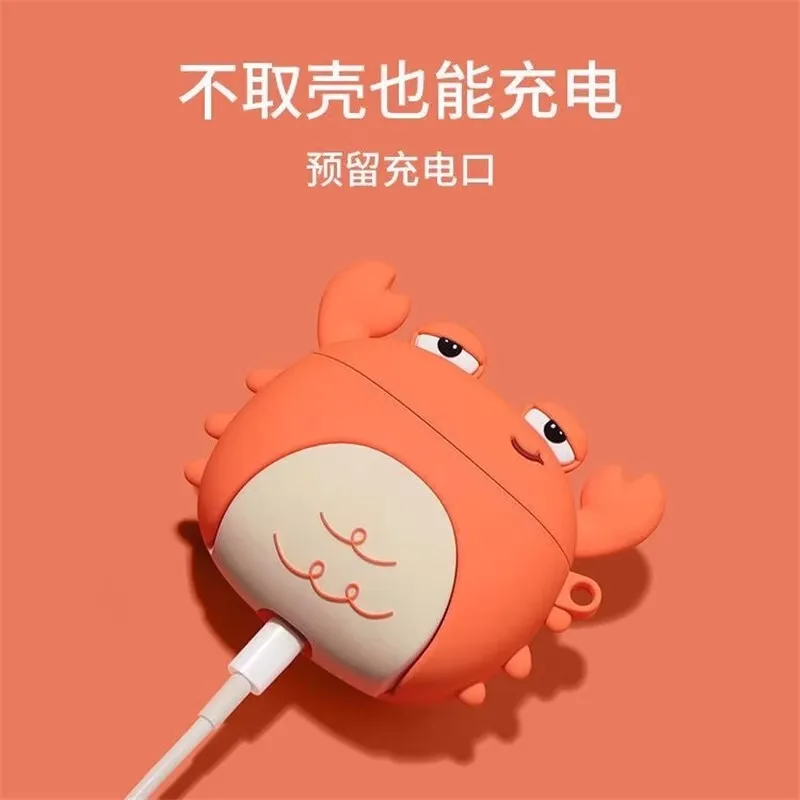 Pequeño cangrejo para Airpods 1 2 3 4 Pro Pro 2 Pro 3 funda de silicona para auriculares accesorios cubierta - imagen 3