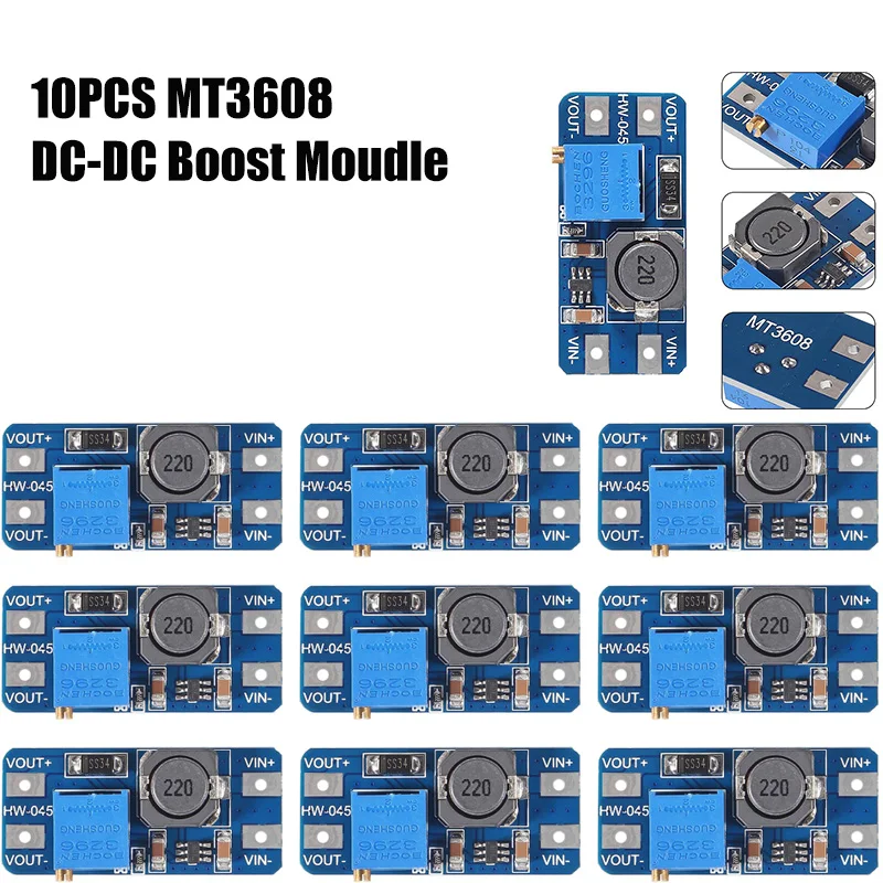 5-10 Uds MT3608 módulo elevador ajustable regulador de voltaje enchufe Micro/TYPE-C 2V-24V a 5V-28V 2A convertidor de refuerzo de DC-DC elevador - imagen 2