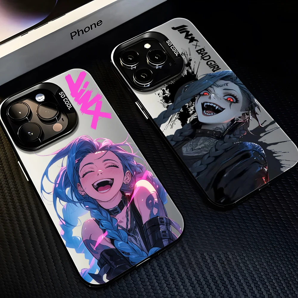 Juego de Anime caliente Arcane Jinxs funda de teléfono para iPhone 16 15 14 13 12 11 mini Pro Max X XR XSMAX 8 7 Plus cubierta trasera mate anticaída - imagen 2