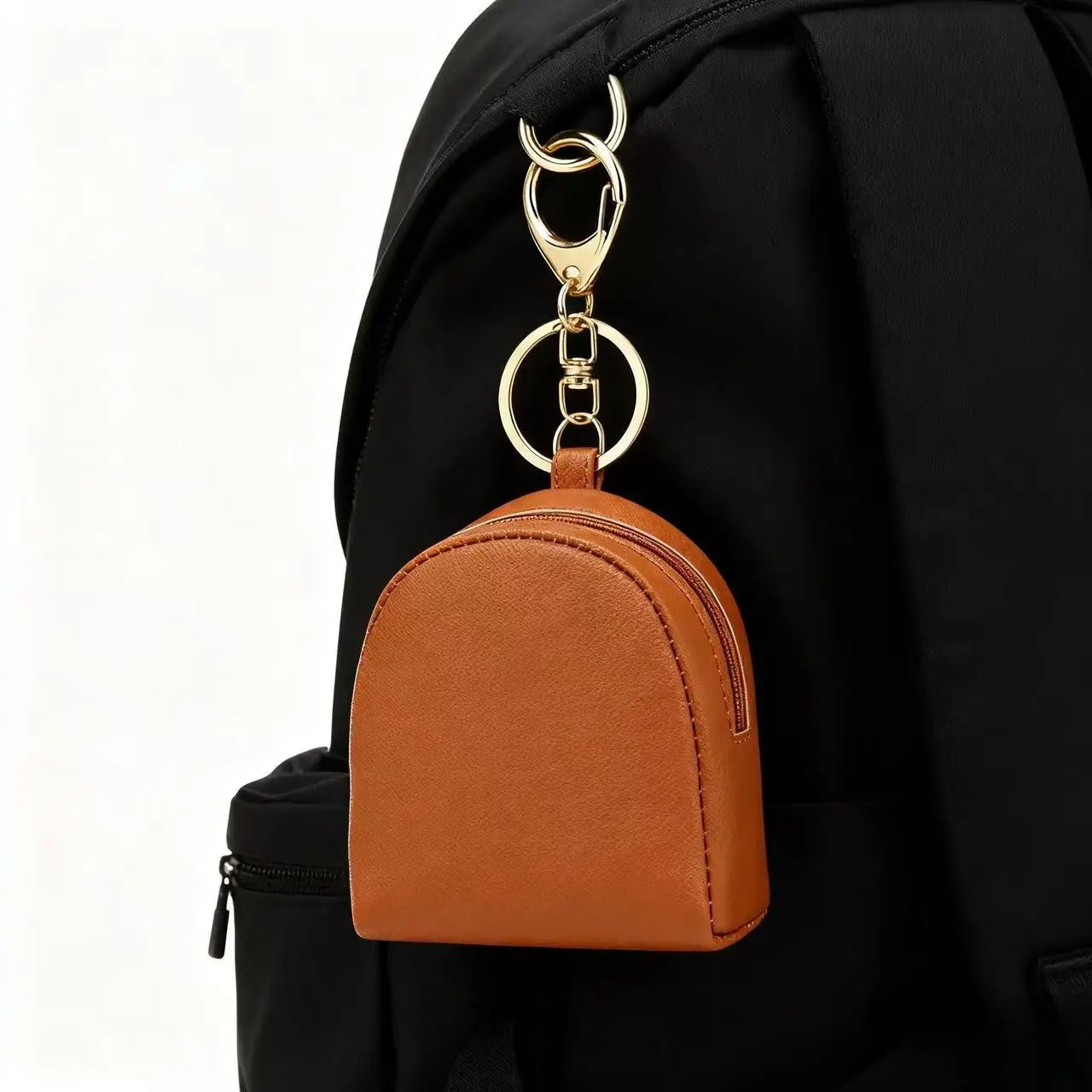 Mini cartera de PU y estuche para auriculares: linda bolsa de almacenamiento, monedero pequeño y bolso de cuero con llavero - imagen 2