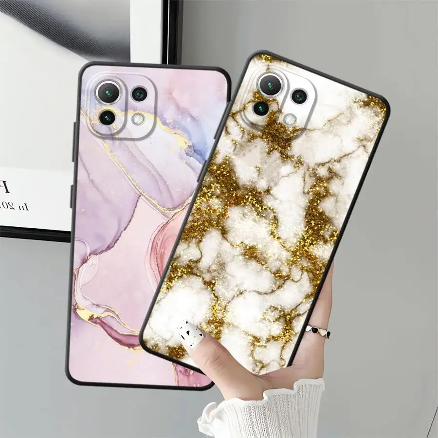 Funda de teléfono suave negra de mármol colorido para Xiaomi Mi 11 12 13 Lite 12X 13 14 15 Pro 10T 11T 12T Pro - imagen 2