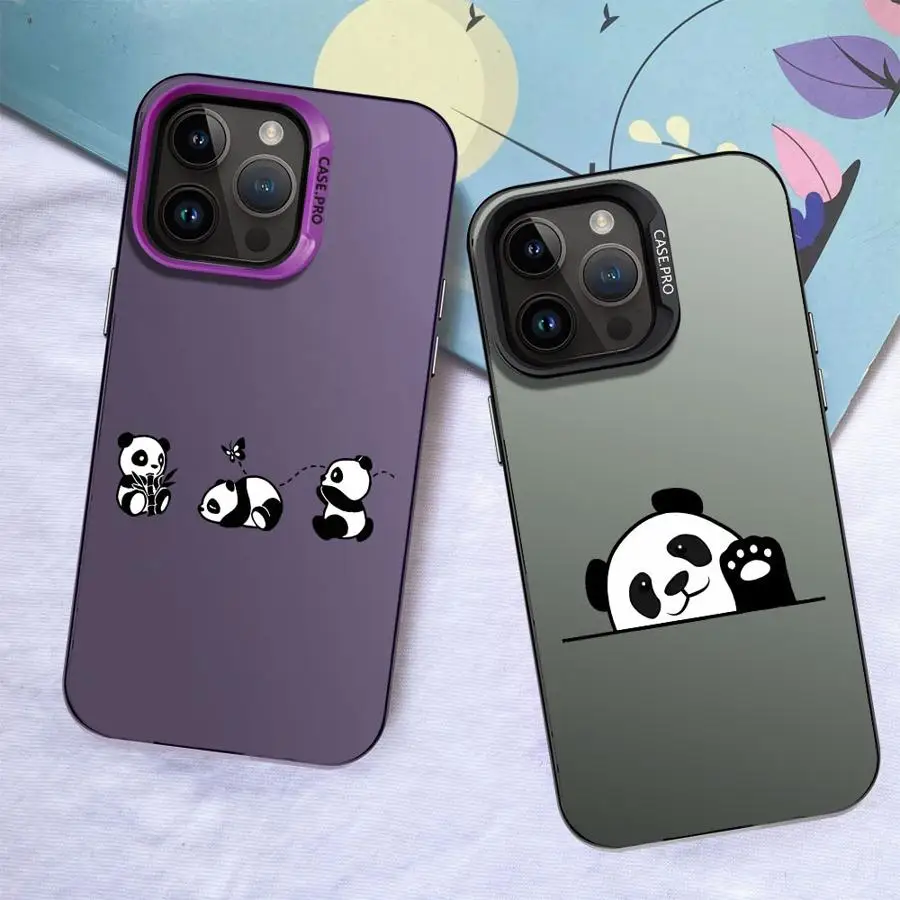 Funda trasera de teléfono con diseño de Panda de dibujos animados para iPhone 16 17 Pro Max 12 14 XS 15 Plus 13 11 16e 17Air XR