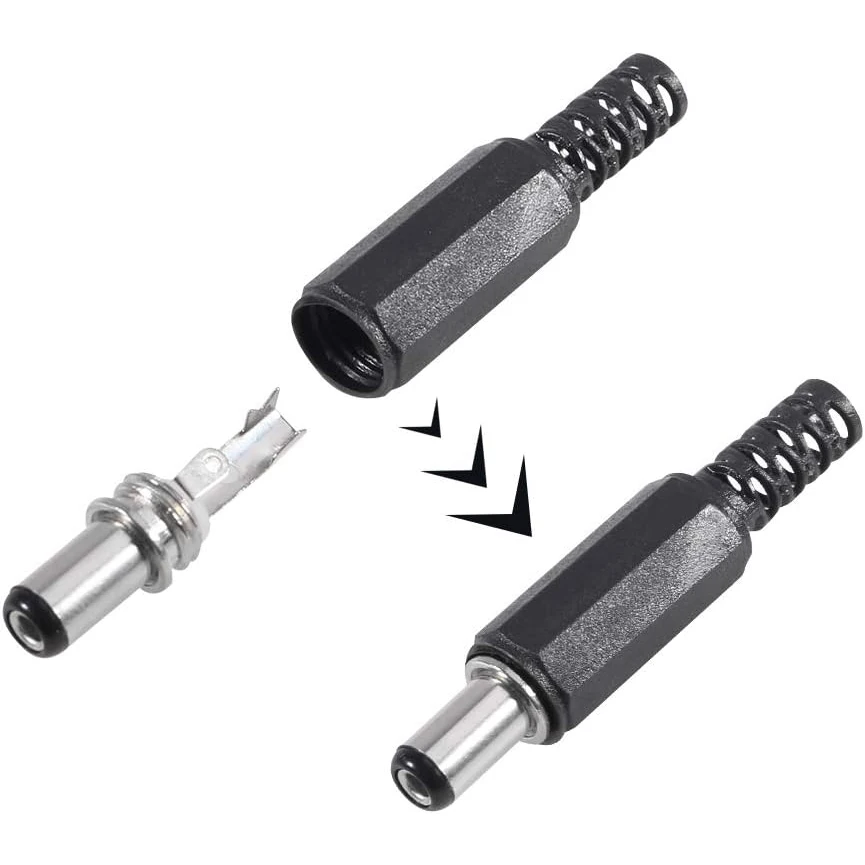 20 piezas reemplazo macho enchufe fuente de alimentación extremos DC 5,5x2,1mm tipo soldadura DIY DC barril conector Jack adaptador de conector