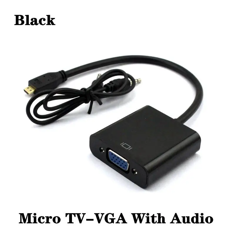 Micro Mini HDMI Compatible con Cable VGA, convertidor de alta definición a conector VGA con Audio (blanco y negro) - imagen 4