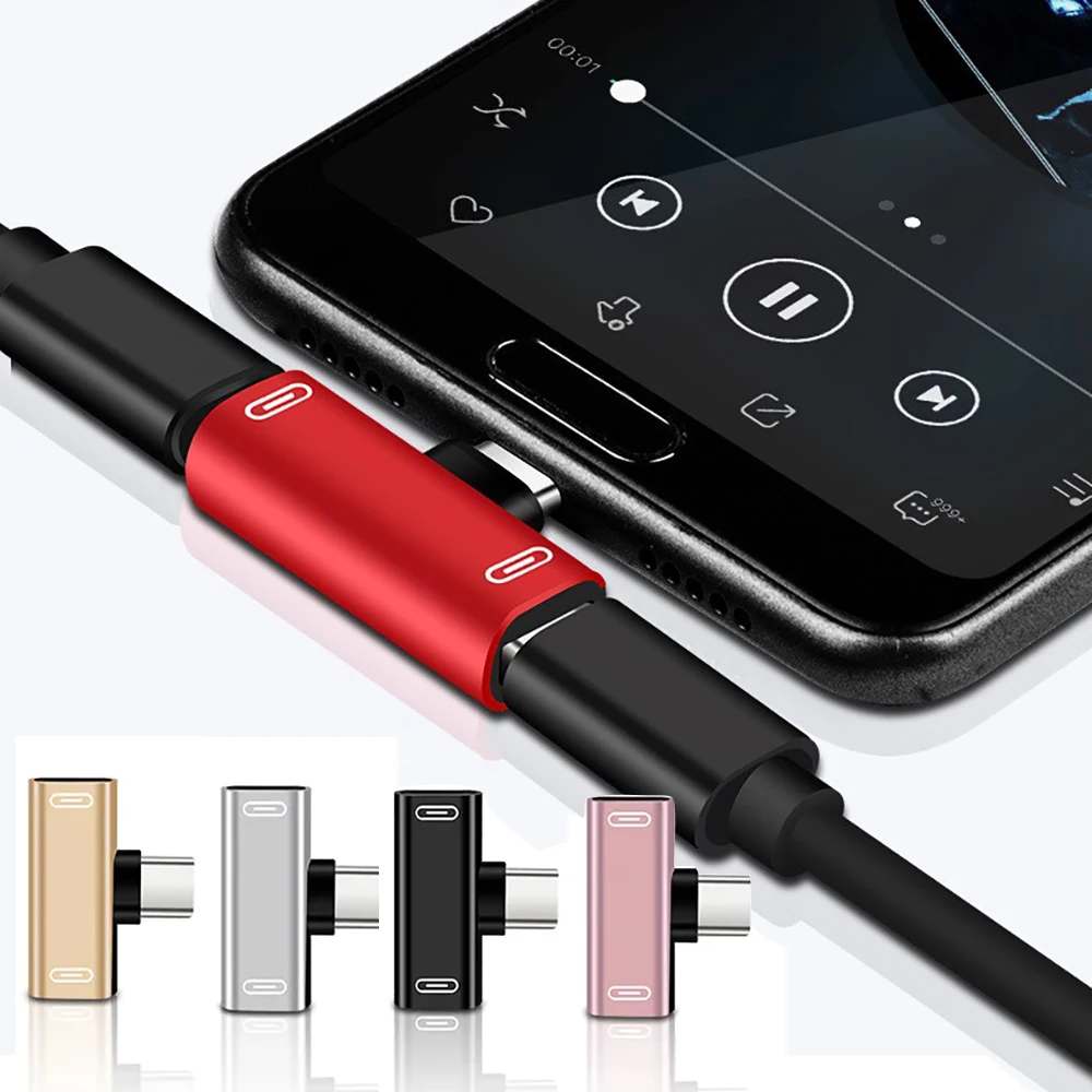 Divisor USB tipo C para auriculares, 1 piezas, 2 en 1, macho a hembra tipo C Dual, adaptador de cargador - imagen 4