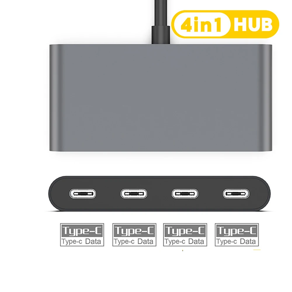 Divisor de Cable delgado de 4 puertos tipo C, extensor de Cable USB C, adaptador de Cable de transferencia de datos de 5Gbps, base de carga, Dongle de expansión de memoria - imagen 3