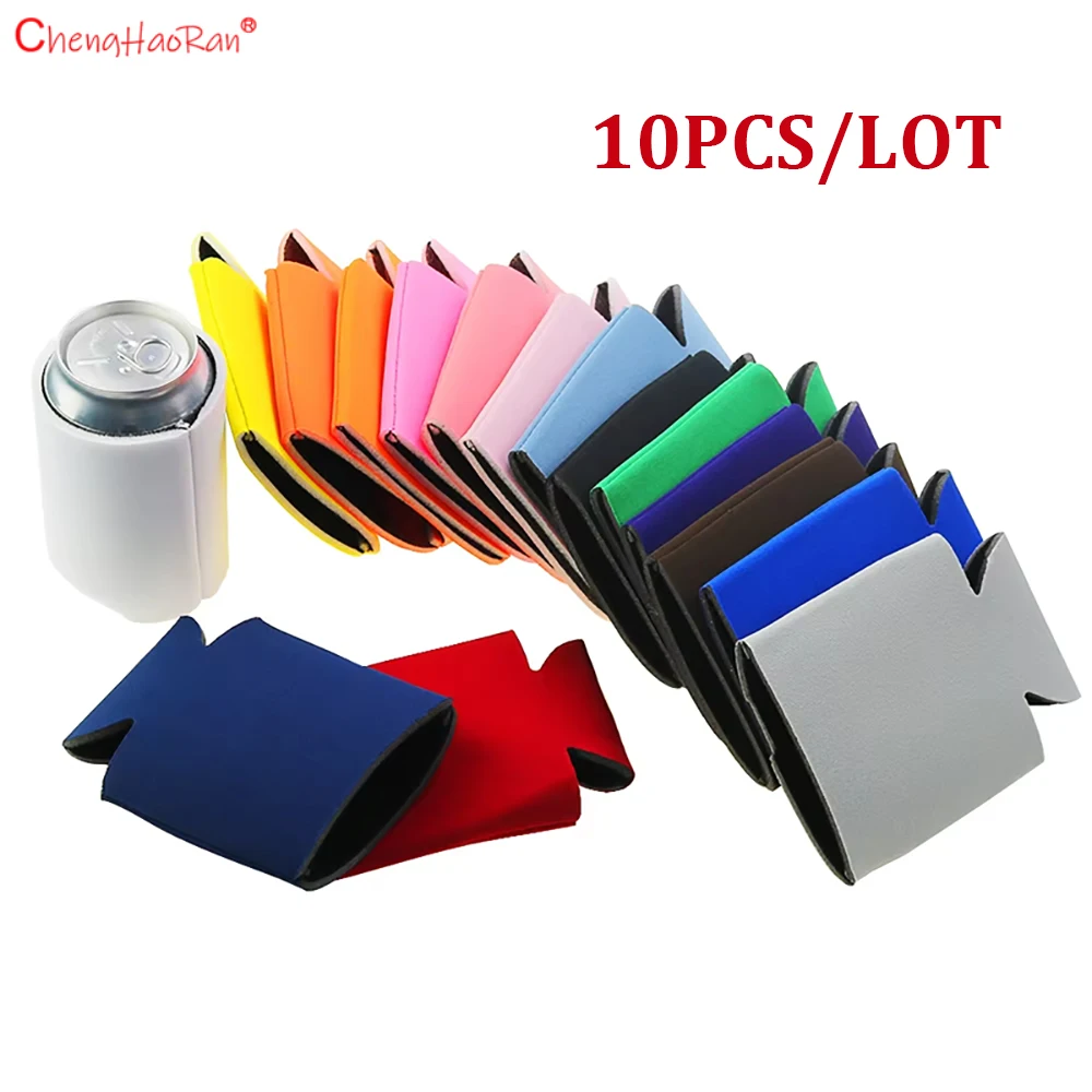 10 unids/lote mangas de cerveza Camping lata taza cubierta de Soda enfriador de bebidas de neopreno botella portátil funda al aire libre para fiesta boda cumpleaños - imagen 2