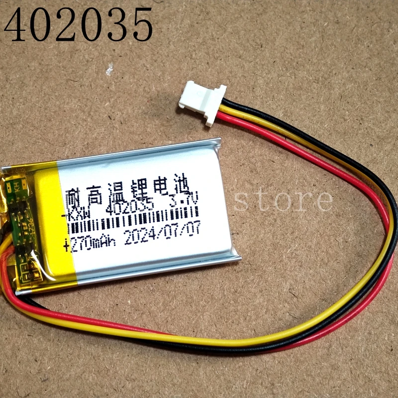 1 Uds 3,7 V 402035 con enchufe de 3 cables batería de litio recargable de polímero resistente a altas temperaturas para grabadora de conducción Xiaomi