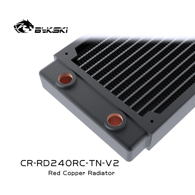 BYKSKI-Radiador de una sola fila para ventiladores de 12cm, intercambiador de calor líquido de descarga de agua para ordenador, 30mm de espesor, cobre, 240mm, CR-RD240RC-TN-V2 - imagen 5