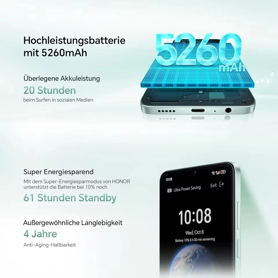 HONOR X5C Plus 4G Smartphone 6,74 ''720 × 1600 Pantalla MediaTek Helio G81 ARM Mali-G52 MC2 50MP Trasero 5260mAh MagicOS 9,0 - imagen 4