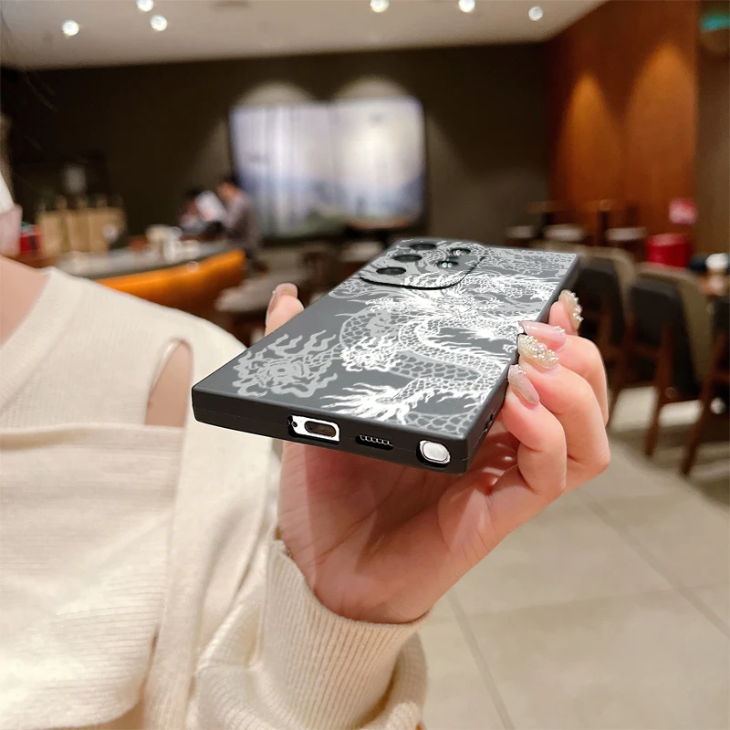 Funda de teléfono con patrón de dragón blanco para Samsung Galaxy S24 S23 Ultra S22 Plus S21 FE A15 A35 A55 A14 A34 A54 A13 A33 A53, funda suave - imagen 5