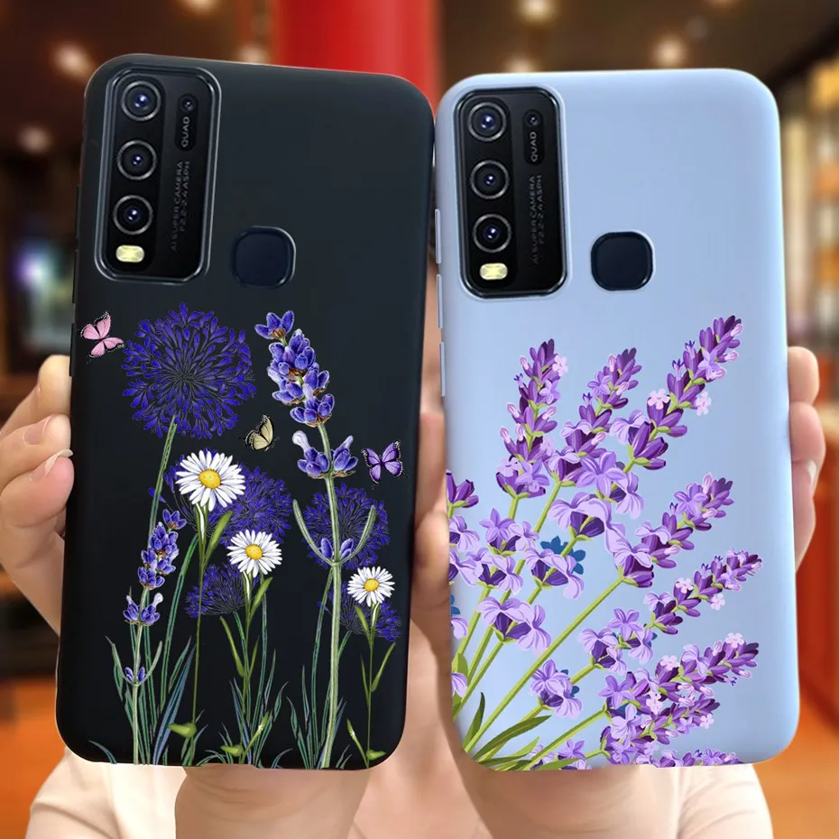 Funda de silicona con leche y flores bonitas a la moda para Vivo Y30 1938 Y50 1935, funda de teléfono de TPU suave negra para Vivo Y 30 50 Y30 2020 - imagen 2